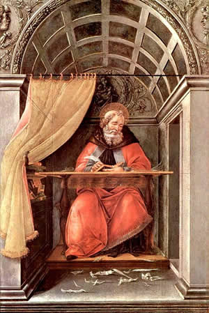 Боттичелли. Святой Августин в келье (ок. 1490-1494, Флоренция, Галерея Уффици)
