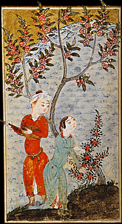 1480.  Anthologie poetique persanne, femme et musicien Herat