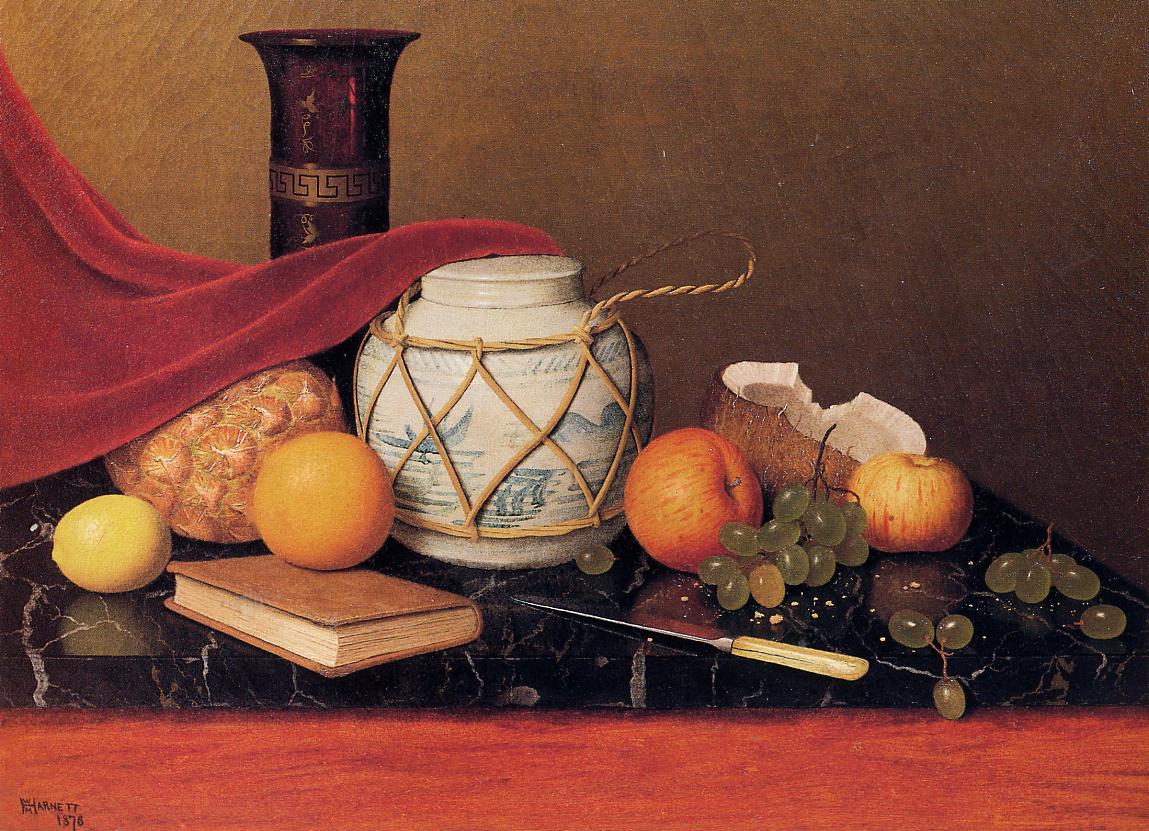 Уильям Майкл Харнетт. Натюрморт с чашей и фруктами. 1876